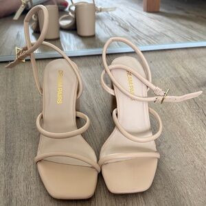 Dream Pairs Blush Strappy Square Toe Block Heels